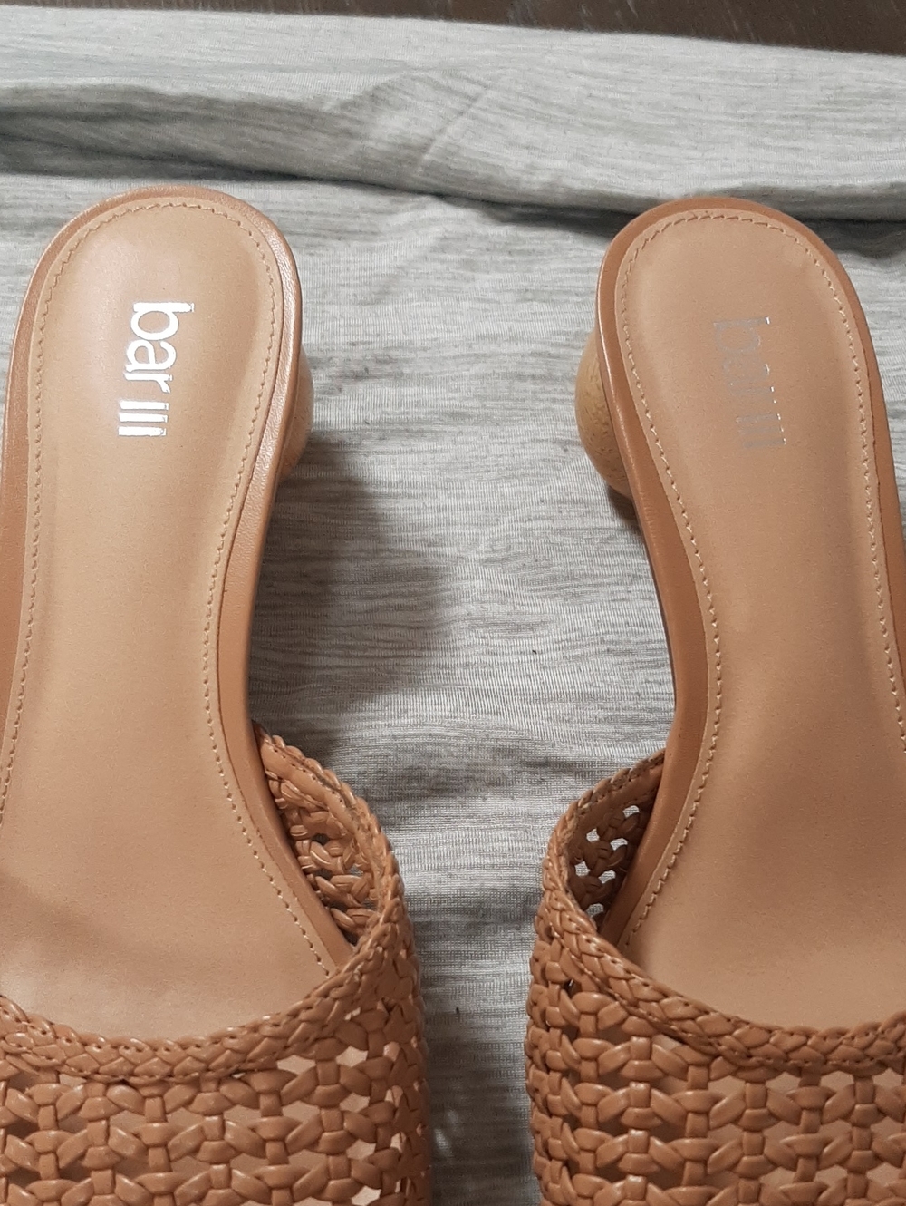 Bar III Tan Woven Slip-On Mules